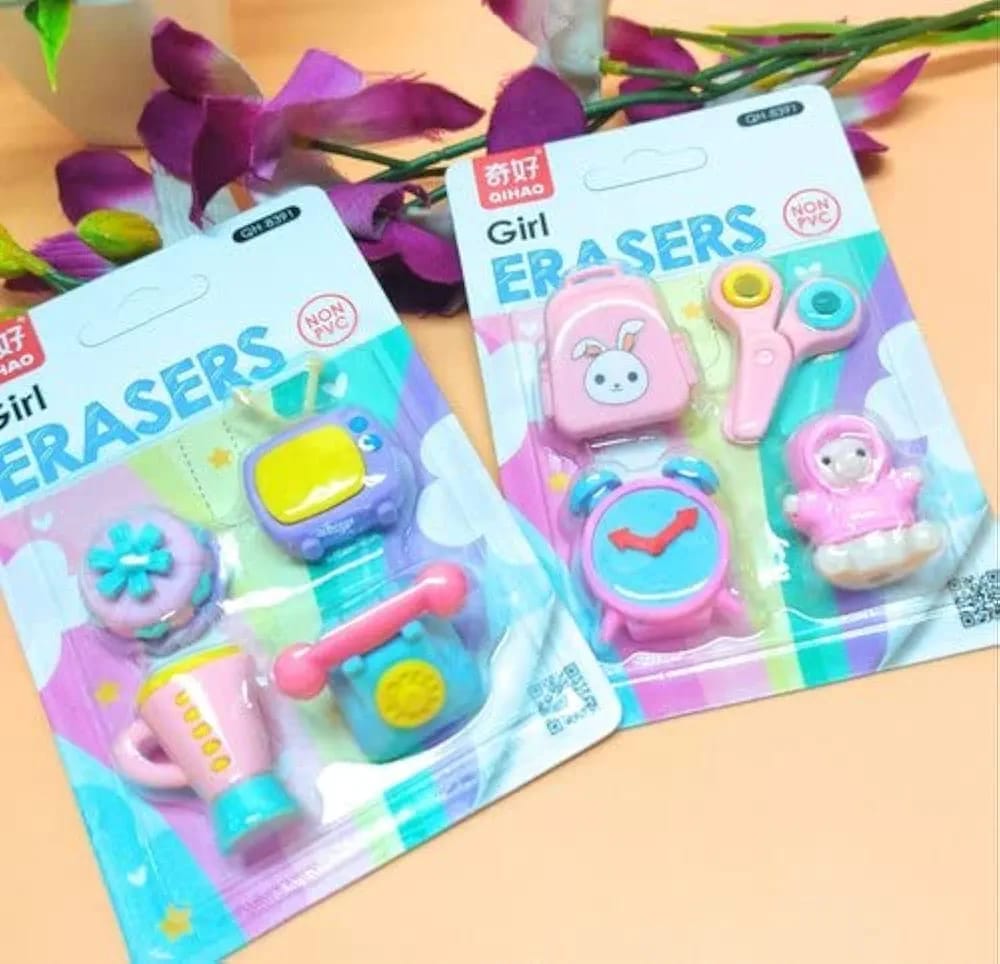 Children Cartoon Shape Erasers, New Home Set Rubbers, Cute Kids Erasers Children Cartoon Shape Erasers, New Home Set Rubbers, Cute Kids Erasers